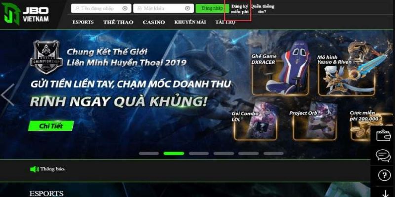 Truy cập vào sảnh online của nhà cái 