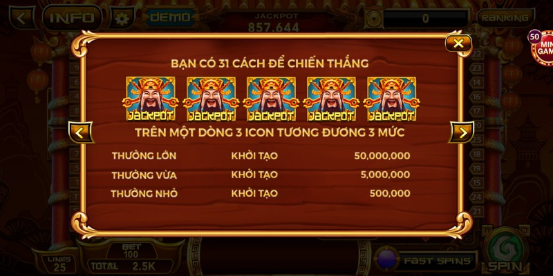 Tính năng nổ hũ trúng lớn trong slot Thần Tài